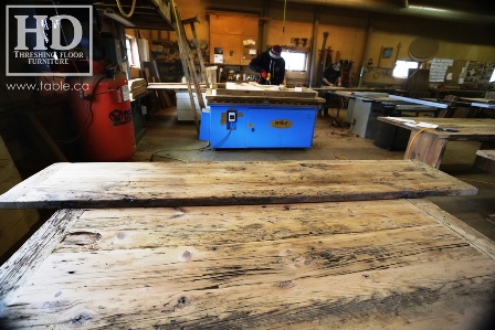 reclaimed wood top, rustic wood furniture, reclaimed wood furniture Ontario, Mennonite furniture, solid wood furniture, custom distressed wood furniture, HD Threshing, Gerald Reinink, hemlock, pine, recycled wood furniture