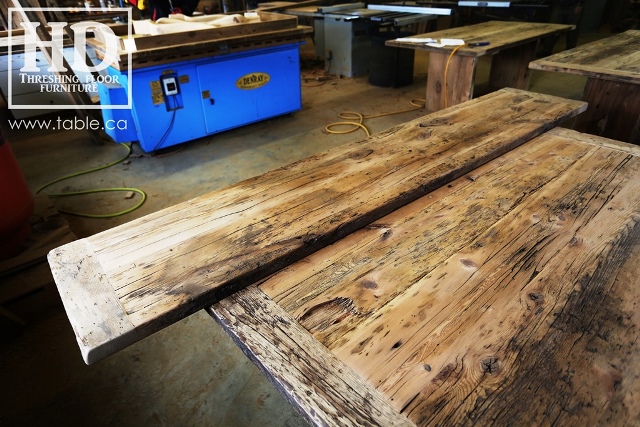 reclaimed wood top, rustic wood furniture, reclaimed wood furniture Ontario, Mennonite furniture, solid wood furniture, custom distressed wood furniture, HD Threshing, Gerald Reinink, hemlock, pine, recycled wood furniture