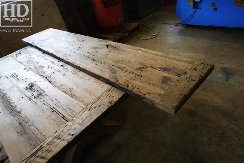 reclaimed wood top, rustic wood furniture, reclaimed wood furniture Ontario, Mennonite furniture, solid wood furniture, custom distressed wood furniture, HD Threshing, Gerald Reinink, hemlock, pine, recycled wood furniture