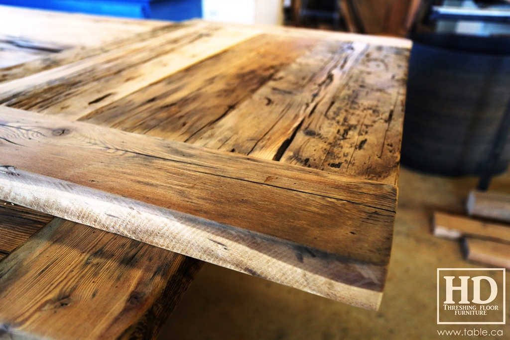 reclaimed wood top, rustic wood furniture, reclaimed wood furniture Ontario, Mennonite furniture, solid wood furniture, custom distressed wood furniture, HD Threshing, Gerald Reinink, hemlock, pine, recycled wood furniture