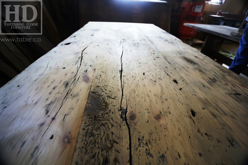 reclaimed wood top, rustic wood furniture, reclaimed wood furniture Ontario, Mennonite furniture, solid wood furniture, custom distressed wood furniture, HD Threshing, Gerald Reinink, hemlock, pine, recycled wood furniture