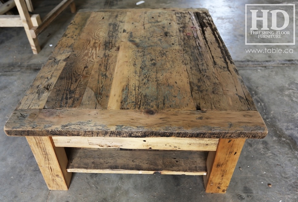 coffee table, reclaimed wood coffee table, Ontario, rustic coffee table, Gerald Reinink, HD Threshing Floor Furniture