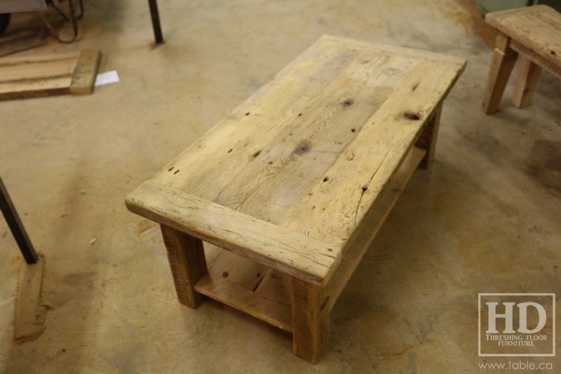 coffee table, reclaimed wood coffee table, Ontario, rustic coffee table, Gerald Reinink, HD Threshing Floor Furniture, recycled wood furniture