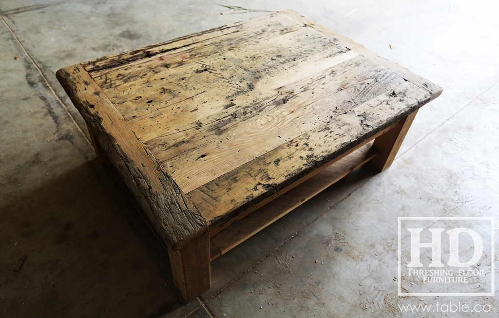 coffee table, reclaimed wood coffee table, Ontario, rustic coffee table, Gerald Reinink, HD Threshing Floor Furniture