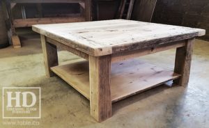 coffee table, reclaimed wood coffee table, Ontario, rustic coffee table, Gerald Reinink, HD Threshing Floor Furniture, recycled wood furniture