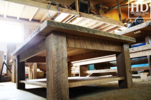 coffee table, reclaimed wood coffee table, Ontario, rustic coffee table, Gerald Reinink, HD Threshing Floor Furniture, recycled wood furniture