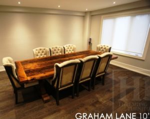 reclaimed wood tables Woodbridge, Ontario, rustic wood table, Mennonite Furniture, solid wood furniture, Gerald Reinink, epoxy finish, custom made, local furniture Ontario, recycled wood furniture