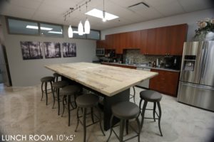 cafeteria table, office furniture, reclaimed wood office table, Ontario, epoxy, threshing floor, recycled wood office furniture, pub height table, rustic furniture Ontario, mennonite furniture, solid wood furniture, new life mills, lunchroom table, grey, gray