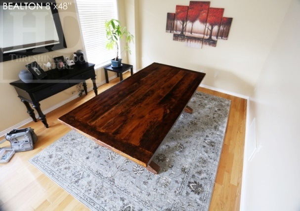 reclaimed wood table Brantford, Brantford Ontario, recycled wood furniture, Mennonite Furniture Brantford, epoxy finish