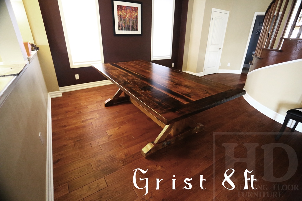 sawbuck table Ontario, reclaimed wood furniture Ontario, rustic furniture Ontario, Milton, reclaimed wood table Milton, epoxy, recycled wood furniture, solid wood furniture, Mennonite Furniture