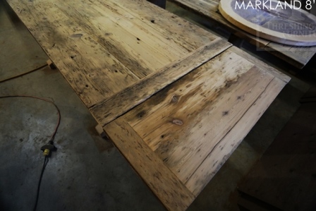 Guelph reclaimed wood table, barnwood tables Ontario, sawbuck, recycled wood sawbuck table, Gerald Reinink, distressed wood table, Guelph, Ontario, Mennonite Furniture Cambridge, mennonite table