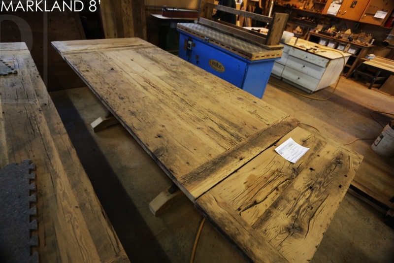Guelph reclaimed wood table, barnwood tables Ontario, sawbuck, recycled wood sawbuck table, Gerald Reinink, distressed wood table, Guelph, Ontario, Mennonite Furniture Cambridge, mennonite table