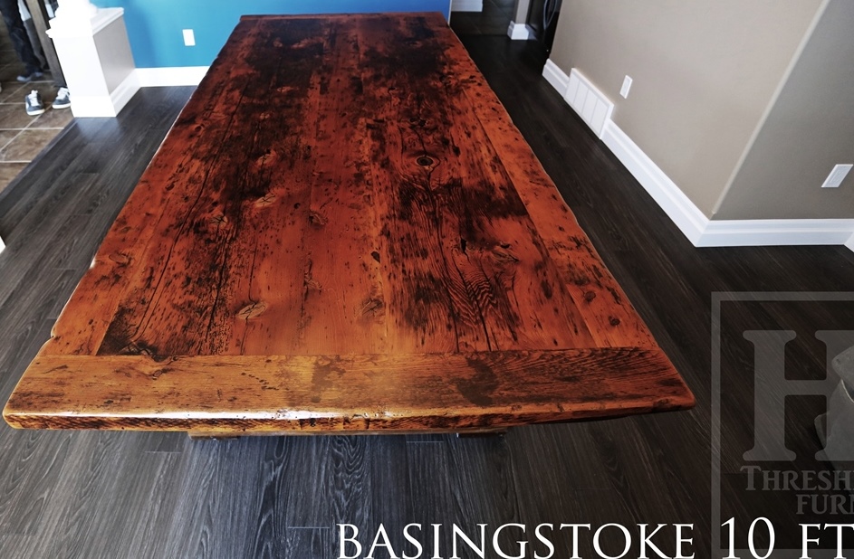 reclaimed wood table ontario, trestle table, recycled wood table, Gerald Reinink, epoxy, rustic table, cottage furniture