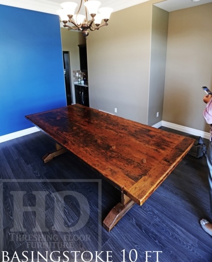 reclaimed wood table ontario, trestle table, recycled wood table, Gerald Reinink, epoxy, rustic table, cottage furniture