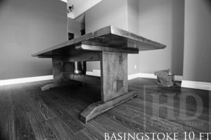 reclaimed wood table ontario, trestle table, recycled wood table, Gerald Reinink, epoxy, rustic table, cottage furniture