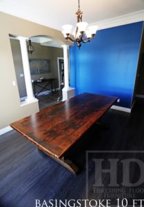 reclaimed wood table ontario, trestle table, recycled wood table, Gerald Reinink, epoxy, rustic table, cottage furniture