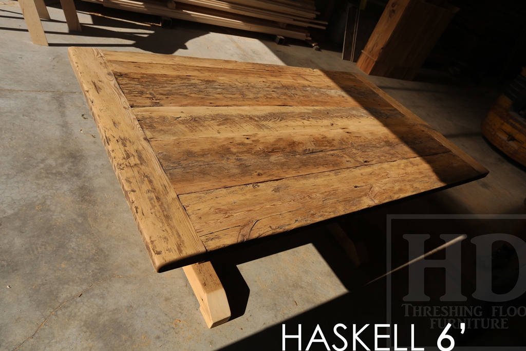 reclaimed wood table Mitchell Ontario, recycled wood furniture, farmhouse table, Mennonite Furniture, epoxy, hemlock, rustic furniture Canada