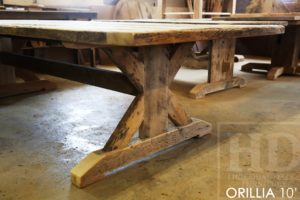 reclaimed wood table Orillia Ontario, Mennonite Furniture, rustic farmhouse table, rustic furniture Canada, reclaimed wood tables Canada, reclaimed wood bench, solid wood furniture, hemlock threshing floor, threshing floor furniture