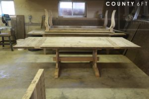 reclaimed wood table Kitchener, Ontario, farmhouse harvest table, Kitchener furniture, solid wood furniture, rustic furniture Canada, epoxy, threshing floor, recycled wood table, hemlock table, mennonite furniture kitchener