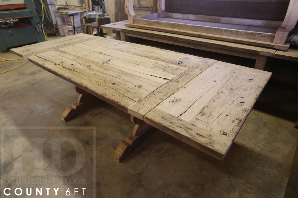 reclaimed wood table Kitchener, Ontario, farmhouse harvest table, Kitchener furniture, solid wood furniture, rustic furniture Canada, epoxy, threshing floor, recycled wood table, hemlock table, mennonite furniture kitchener