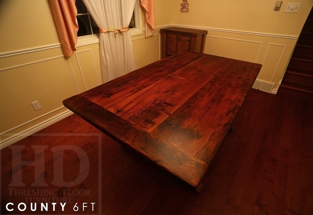 reclaimed wood table Kitchener, Ontario, farmhouse harvest table, Kitchener furniture, solid wood furniture, rustic furniture Canada, epoxy, threshing floor, recycled wood table, hemlock table, mennonite furniture kitchener