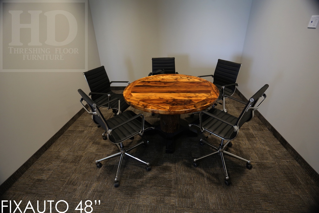 Reclaimed Wood Round Table, boardroom round table Ontario, Burlington, epoxy, Gerald Reinink, round tables