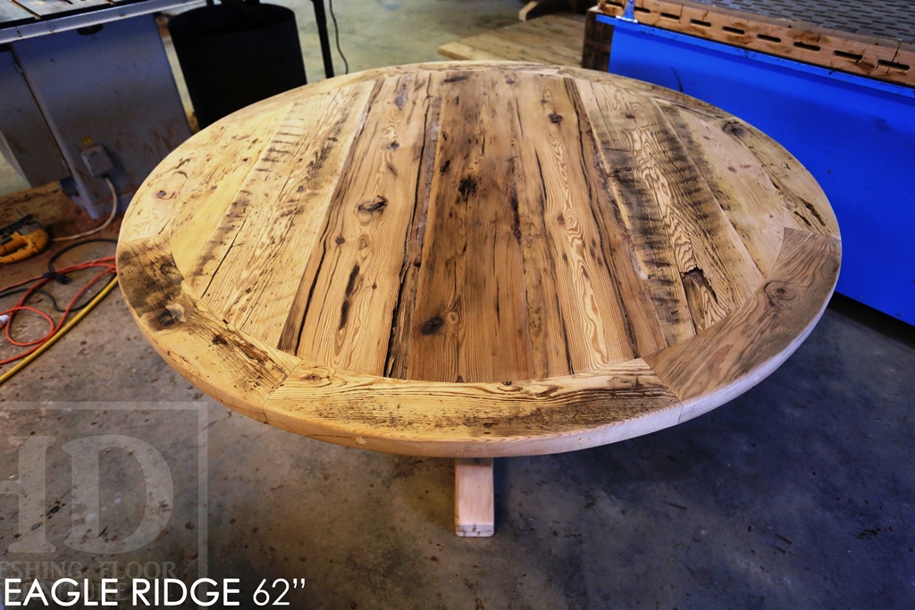 reclaimed wood furniture Georgetown Ontario, rustic furniture Canada, Mennonite Furniture, epoxy, threshing floor table, HD Threshing, reclaimed wood tables Ontario, round table, solid wood furniture, custom round table