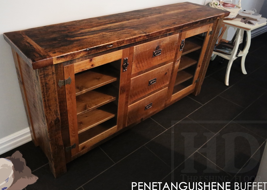 rustic buffet, reclaimed wood sideboard, reclaimed wood cabinet, reclaimed wood barn, HD threshing, Lee Valley Hardware, Mennonite Furniture, reclaimed wood furniture Midland Ontario, epoxy