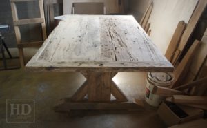 reclaimed wood tables Ontario, Cambridge Mennonite Furniture, epoxy finish, sawbuck table, rustic furniture Ontario, reclaimed wood furniture, solid wood furniture Ontario