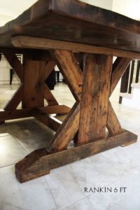 reclaimed wood tables Ontario, Cambridge Mennonite Furniture, epoxy finish, sawbuck table, rustic furniture Ontario, reclaimed wood furniture, solid wood furniture Ontario