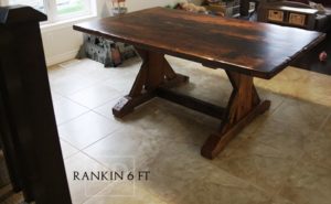 reclaimed wood tables Ontario, Cambridge Mennonite Furniture, epoxy finish, sawbuck table, rustic furniture Ontario, reclaimed wood furniture, solid wood furniture Ontario