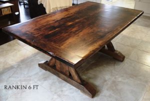 reclaimed wood tables Ontario, Cambridge Mennonite Furniture, epoxy finish, sawbuck table, rustic furniture Ontario, reclaimed wood furniture, solid wood furniture Ontario