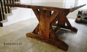 reclaimed wood tables Ontario, Cambridge Mennonite Furniture, epoxy finish, sawbuck table, rustic furniture Ontario, reclaimed wood furniture, solid wood furniture Ontario