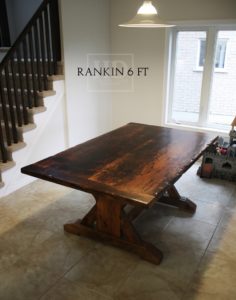 reclaimed wood tables Ontario, Cambridge Mennonite Furniture, epoxy finish, sawbuck table, rustic furniture Ontario, reclaimed wood furniture, solid wood furniture Ontario