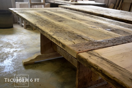 reclaimed wood tables Markham Ontario, reclaimed wood furniture Markham, HD Threshing, trestle table, wormy maple chairs, hemlock table, rustic farmhouse table, harvest tables Ontario, Gerald Reinink, solid wood furniture