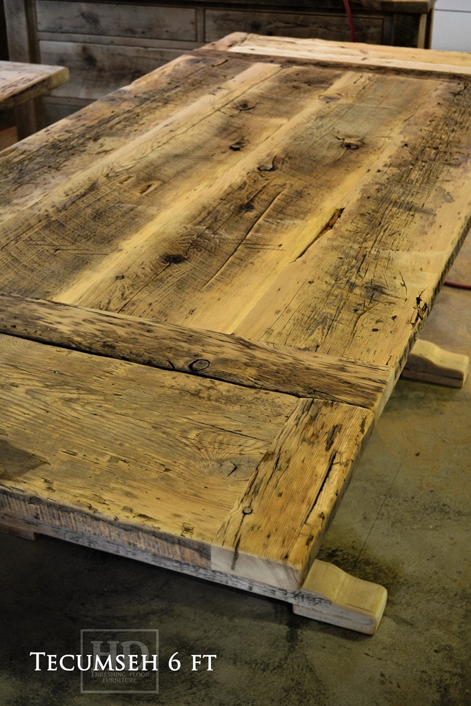 reclaimed wood tables Markham Ontario, reclaimed wood furniture Markham, HD Threshing, trestle table, wormy maple chairs, hemlock table, rustic farmhouse table, harvest tables Ontario, Gerald Reinink, solid wood furniture