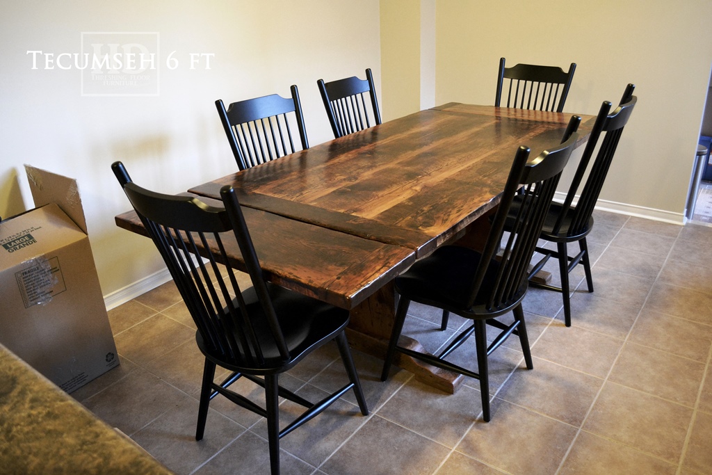 reclaimed wood tables Markham Ontario, reclaimed wood furniture Markham, HD Threshing, trestle table, wormy maple chairs, hemlock table, rustic farmhouse table, harvest tables Ontario, Gerald Reinink, solid wood furniture