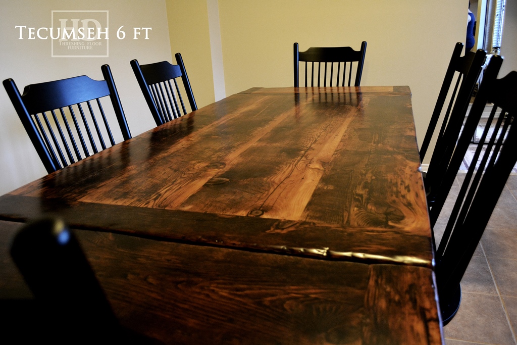 reclaimed wood tables Markham Ontario, reclaimed wood furniture Markham, HD Threshing, trestle table, wormy maple chairs, hemlock table, rustic farmhouse table, harvest tables Ontario, Gerald Reinink, solid wood furniture