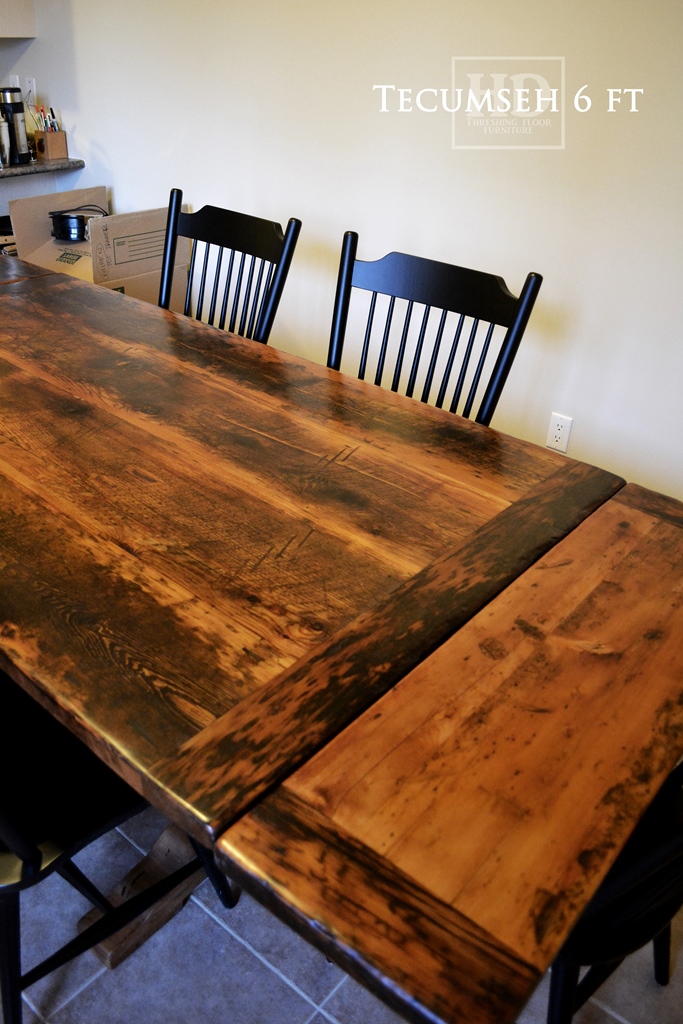 reclaimed wood tables Markham Ontario, reclaimed wood furniture Markham, HD Threshing, trestle table, wormy maple chairs, hemlock table, rustic farmhouse table, harvest tables Ontario, Gerald Reinink, solid wood furniture