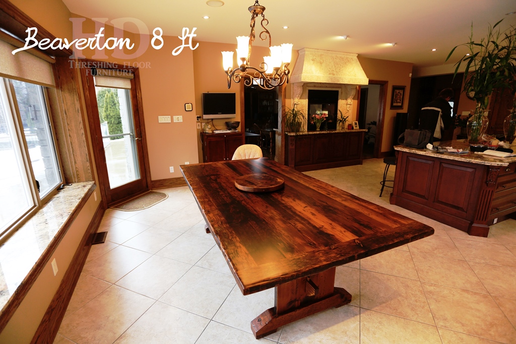 reclaimed wood tables Ontario, Oakville, HD Threshing Floor Furniture, Gerald Reinink, threshing floor table, solid wood furniture, Mennonite Furniture, lazy susan, epoxy finish, custom furniture canada, rustic furniture ontario