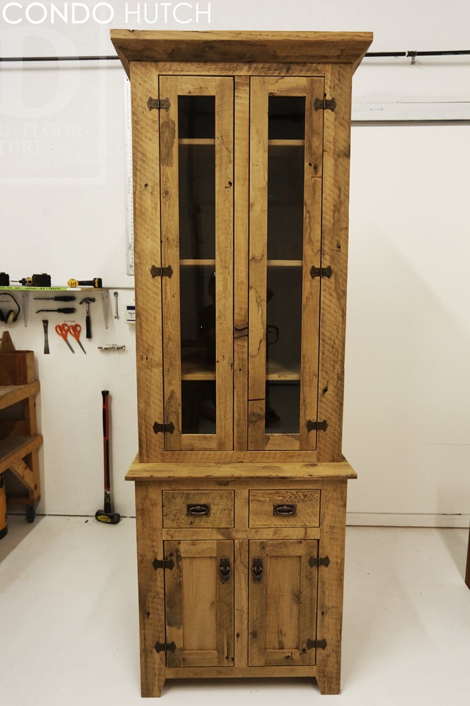 reclaimed wood hutch, farmhouse hutch Toronto, Ontario, custom cabinet, custom hutch, reclaimed wood furniture Ontario, Lee Valley Hardware, epoxy, resin, farmhouse furniture, barnwood furniture, mennonite furniture, solid wood furniture 