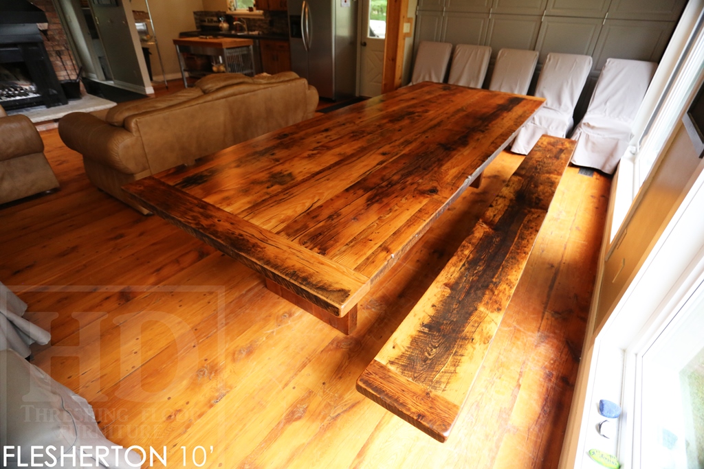 reclaimed wood table Flesherton Ontario, rustic furniture ontario, epoxy, mennonite furniture, solid wood furniture, HD Threshing, handmade, hemlock barnwood