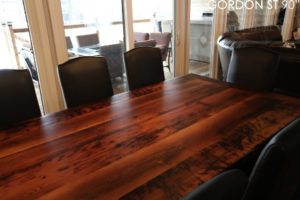 reclaimed wood sawbuck table, leather parsons chairs, reclaimed hemlock table, cottage table, farmhouse table, solid wood table, mennonite furniture guelph, ontario, resin, recycled wood table, rustic table, rustic furniture canada