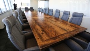 reclaimed wood tables Mississauga, boardroom table Mississauga, epoxy finish, recycled wood furniture, solid wood furniture, Mennonite Furniture Mississauga, conference room table Ontario, large boardroom tables Ontario, distressed, rustic, rustic wood table