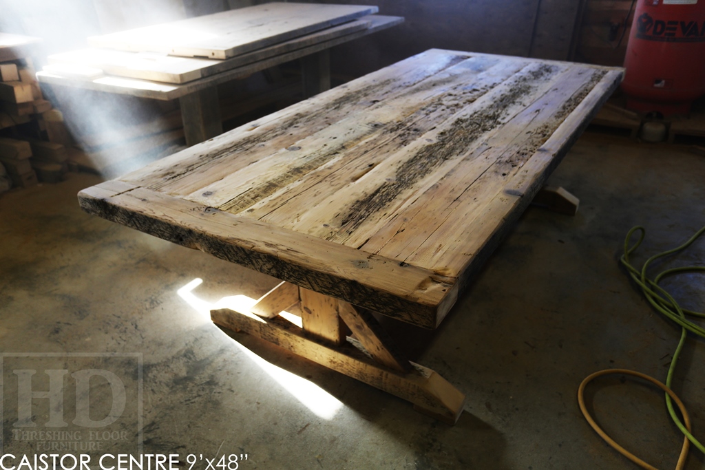 reclaimed wood table Caistor Centre, Ontario, barnwood table, sawbuck table, epoxy finish, custom furniture Ontario,, solid wood furniture, Mennonite Furniture Ontario, rustic table, cottage furniture Ontario