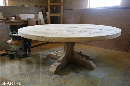 custom round table, reclaimed wood tables Ontario, round tables Ontario, Mennonite Furniture Brantford, reclaimed wood table Brantford, Ontariio, epoxy, recycled wood table, round table