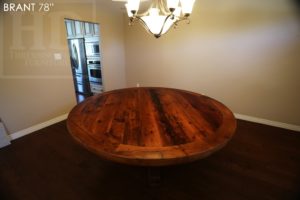 custom round table, reclaimed wood tables Ontario, round tables Ontario, Mennonite Furniture Brantford, reclaimed wood table Brantford, Ontariio, epoxy, recycled wood table, round table, custom round table Ontario