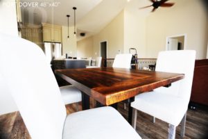 reclaimed wood table Port Dover, Ontario, barnwood table, rustic wood tables Ontario, Port Dover Mennonite furniture, epoxy, resin, threshing floor furniture, threshing floor table, hemlock table, solid wood furniture Ontario, metal base reclaimed wood table, cottage furniture, farmhouse table, harvest table