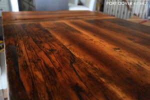 reclaimed wood table Port Dover, Ontario, barnwood table, rustic wood tables Ontario, Port Dover Mennonite furniture, epoxy, resin, threshing floor furniture, threshing floor table, hemlock table, solid wood furniture Ontario, metal base reclaimed wood table, cottage furniture, farmhouse table, harvest table
