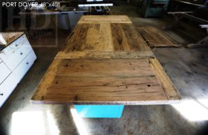 reclaimed wood table Port Dover, Ontario, barnwood table, rustic wood tables Ontario, Port Dover Mennonite furniture, epoxy, resin, threshing floor furniture, threshing floor table, hemlock table, solid wood furniture Ontario, metal base reclaimed wood table, cottage furniture, farmhouse table, harvest table
